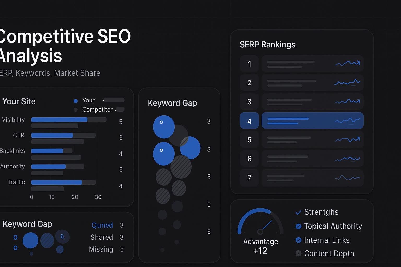 Competitor SEO analysis dashboard with traffic comparison